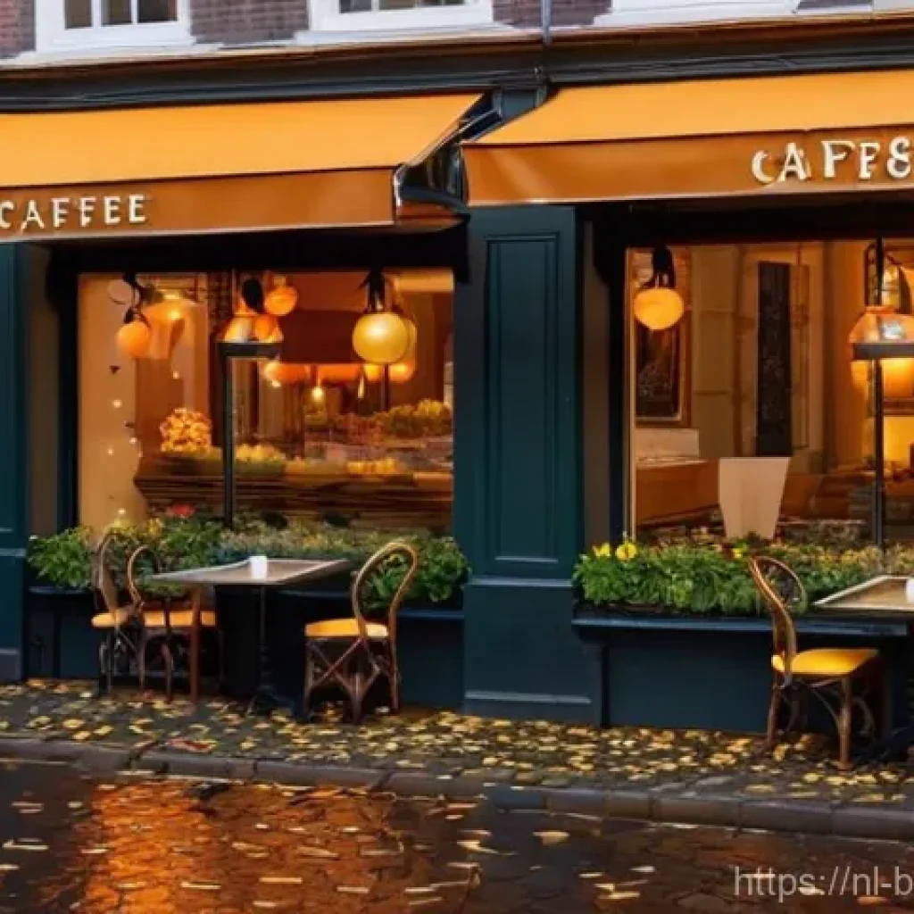 비즈니스 코칭 프리랜서 되는 법 - **Cozy Autumn Caf&eacute; Scene in Amsterdam:** A charming, picturesque autumn scene outside a traditional ...