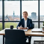 Home 18 비즈니스 코칭과 연봉협상 스킬 - A professional office scene in the Netherlands featuring a confident Dutch employee in business casu...